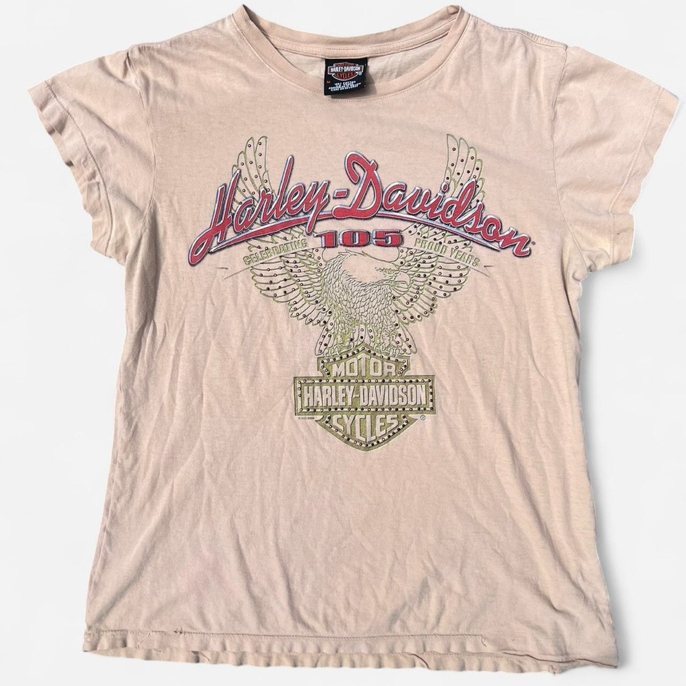 Y2k 2008 Harley Davidson Bejeweled Pink Shirt